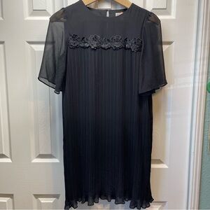 Nanette Lepore Women’s Hampton Court Pleated Shift Dress Black Fully Lined Sz 6